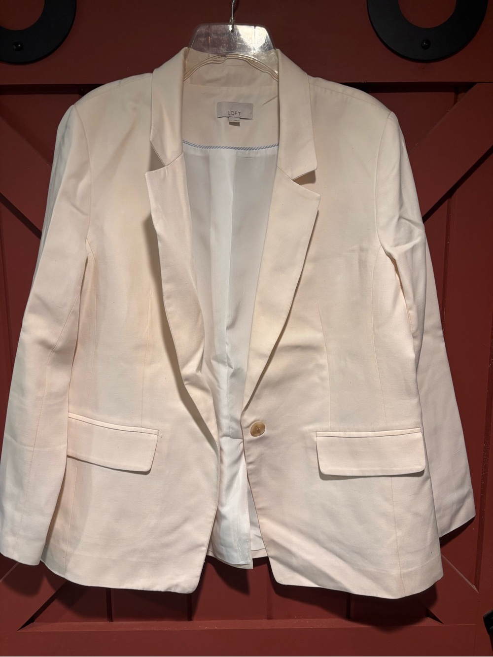 LOFT Modern whisper white (Cream) Single-Button Tailored Blazer Sz 14